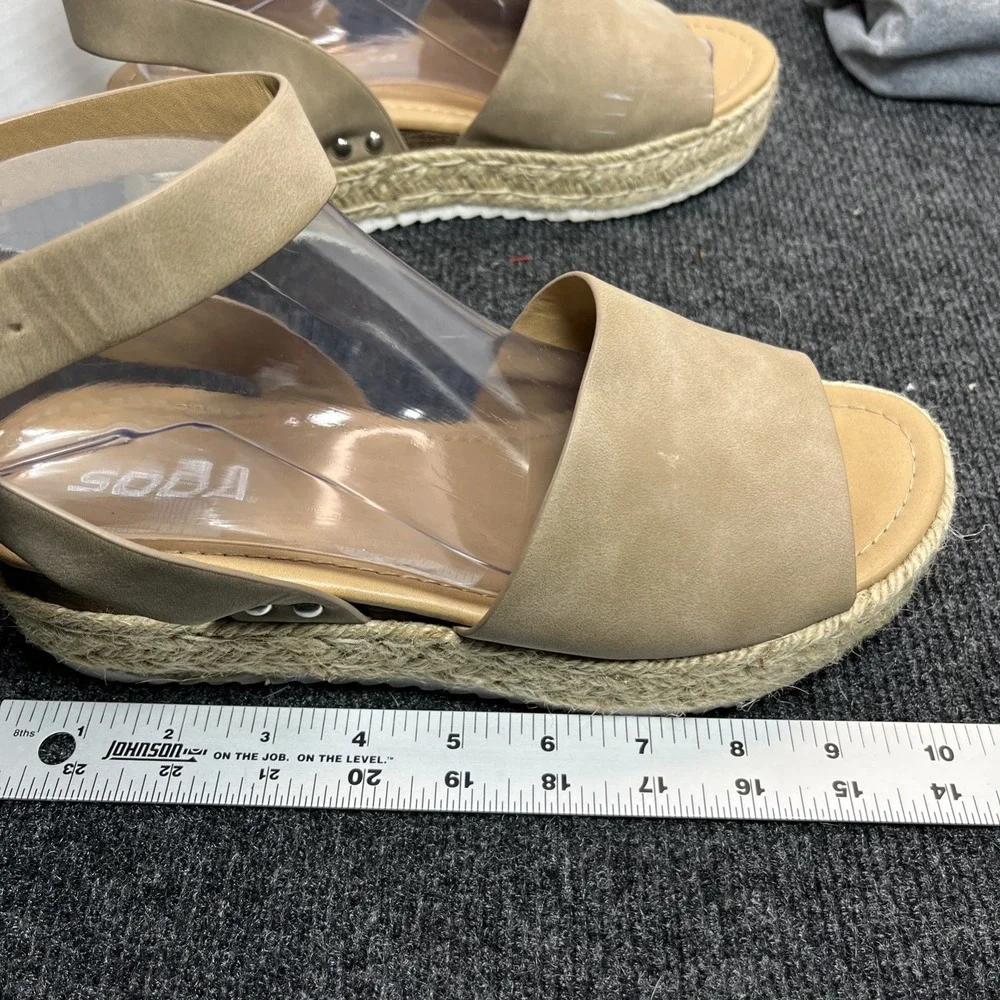 Soda Topic Espadrille Platform Sandal Women 8.5 Tan Boho Woven Ankle Strap